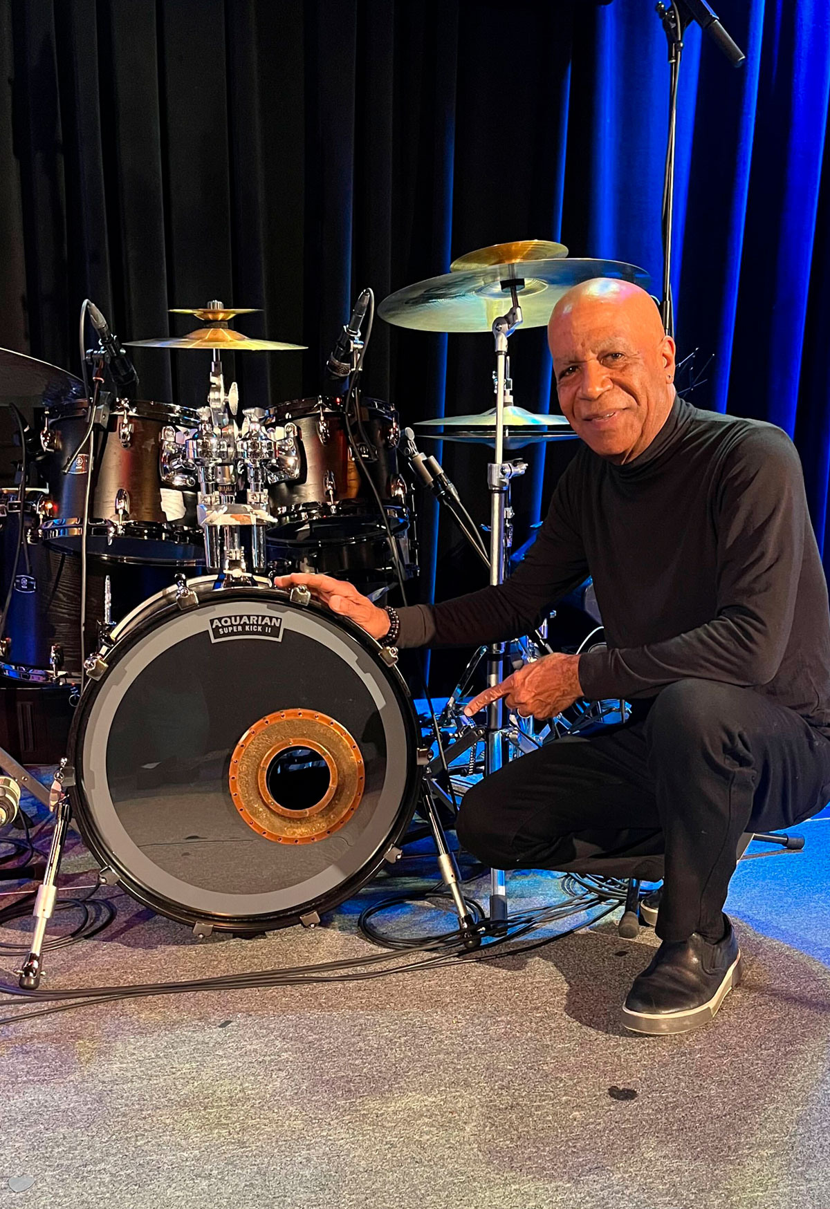Drummer Billy "Shoes" Johnson with the BOOM CRD on his drum
